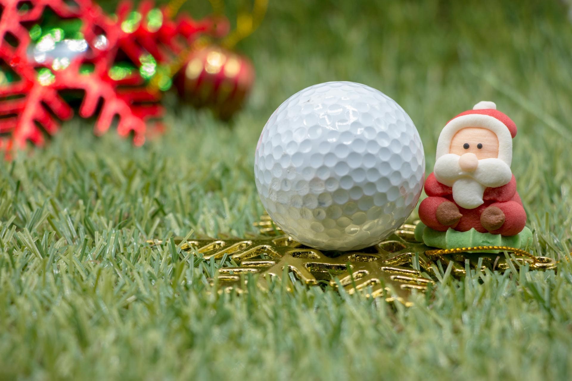 Golf ball with decoration for New Year